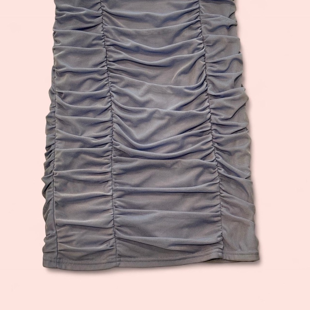 Periwinkle Ruched Mini Dress - Picture 5 of 7